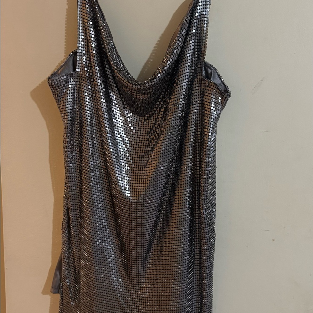 Meshki Silver Sequin Dress